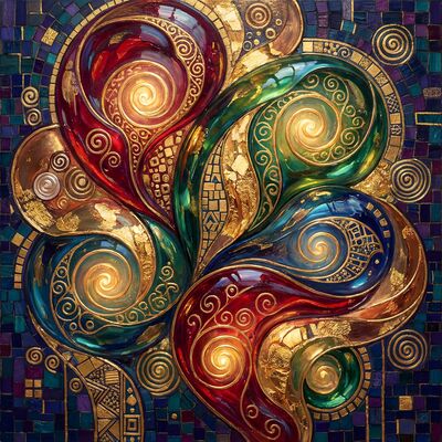 Gustav Klimt Venetian Glass Pattern Art Canvas Painting