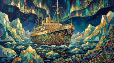 Gustav Klimt Arctic Expedition Ship Canvas Painting