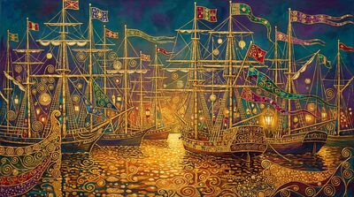 Gustav Klimt Tall Ships Festival Scene Canvas Wall Art