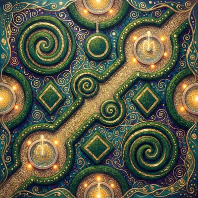 Gustav Klimt Topiary Garden Maze Scene Canvas Painting