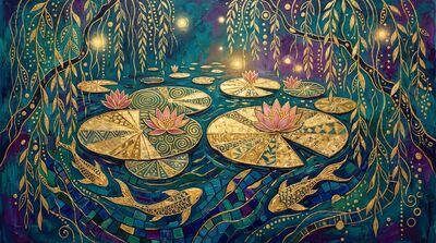 Gustav Klimt Water Lily Pond Garden Canvas Wall Art
