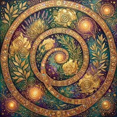 Gustav Klimt Herb Spiral Garden Scene Canvas Painting