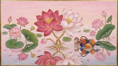 Intertwined Lotus Love Pair Canvas Wall Art