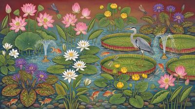 Botanical Flora Lotus Garden Canvas Wall Art