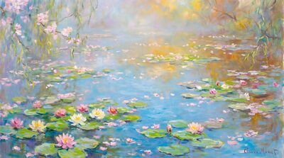 Spring Bloom Water Lilies Canvas Painting