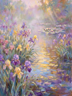 Iris Border Water Lilies Canvas Painting