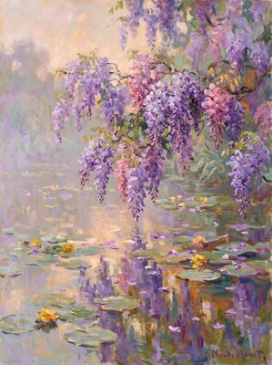 Wisteria Cascade Water Lilies Canvas Wall Art