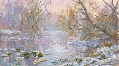 Winter Frost Water Lilies Canvas Wall Art
