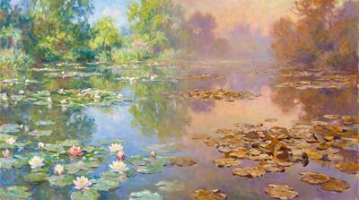 Two Seasons Split Water Lilies Canvas Wall Art
