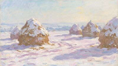 Snow Covered Haystacks Canvas Wall Art