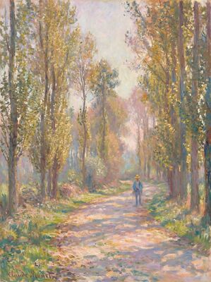 Country Road Poplars Canvas Painting