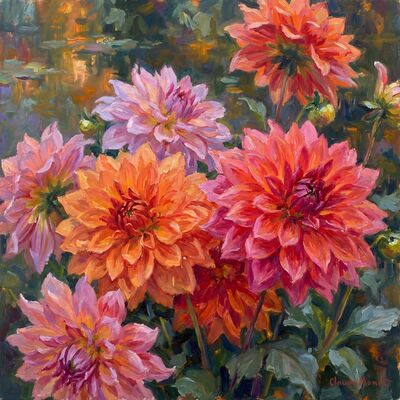 Dahlia Explosion Canvas Painting