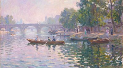 River Seine Boats Canvas Painting