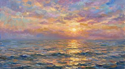 Sunset Over Sea Canvas Wall Art