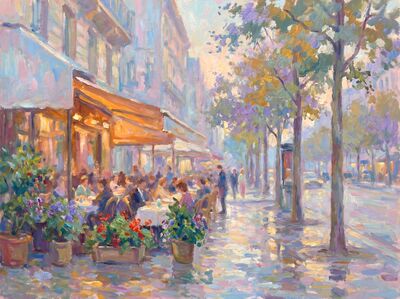 Parisian Cafe Canvas Painting