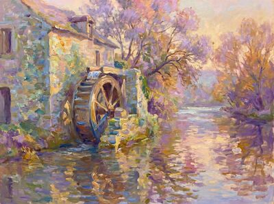Mill on the River Canvas Wall Art