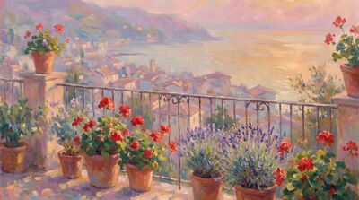 Terrace Garden View Canvas Wall Art