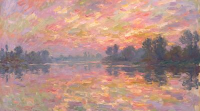 Sunrise Over River Canvas Wall Art