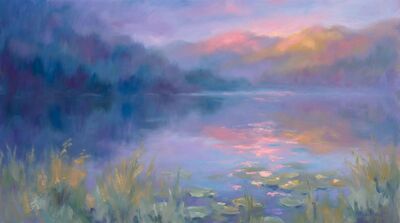 Blue Hour Lake Canvas Wall Art