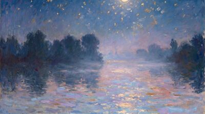 Starry River Canvas Painting