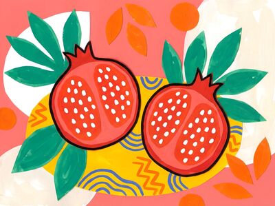 Matisse Style Pomegranate Still Life Canvas Wall Art