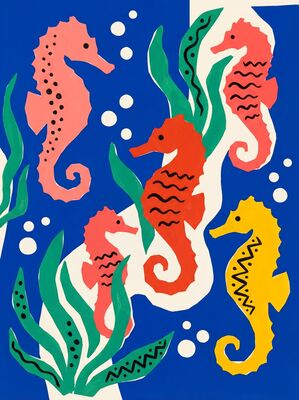 Matisse Style Seahorse Canvas Painting