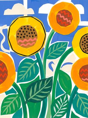 Matisse Style Sunflower Field Canvas Painting