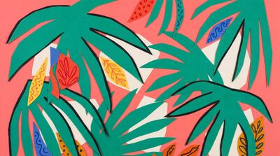 Abstract Colorful Palm Fronds Canvas Wall Art