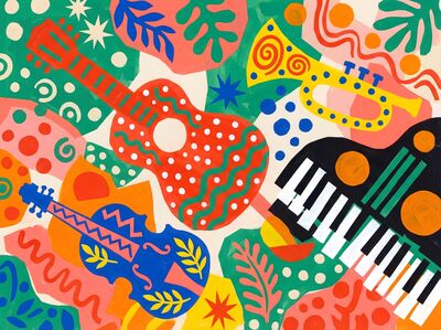 Matisse Inspired Musical Instruments Canvas Painting
