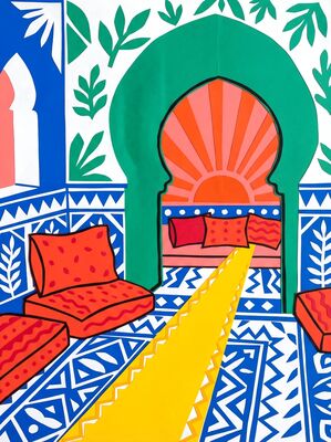 Abstract Colorful Moroccan Interior Canvas Wall Art