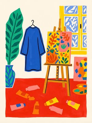 Matisse Style Artist Easel Room Canvas Wall Art