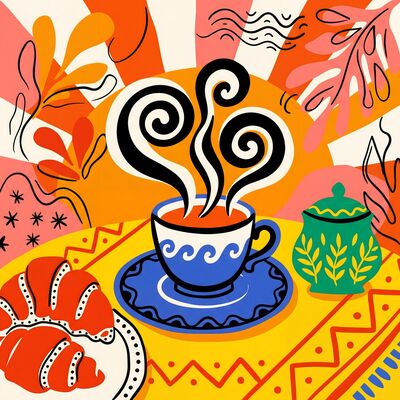 Matisse Inspired Coffee and Pastries Canvas Wall Art