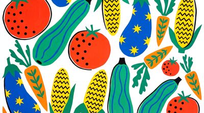 Abstract Colorful Market Vegetables Canvas Painting
