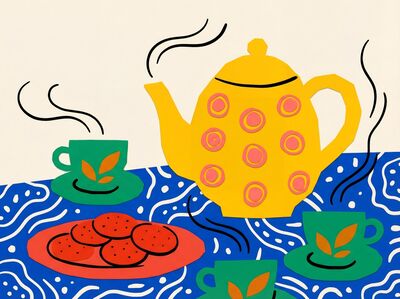 Matisse Inspired Teapot and Cups Canvas Wall Art