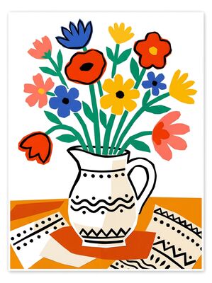 Matisse Style Flowers in Pitcher Canvas Wall Art