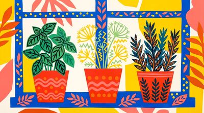 Matisse Inspired Potted Herbs Canvas Wall Art
