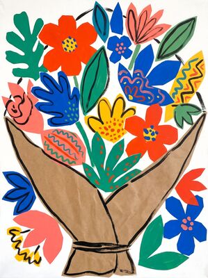 Matisse Style Flower Market Bouquet Canvas Wall Art
