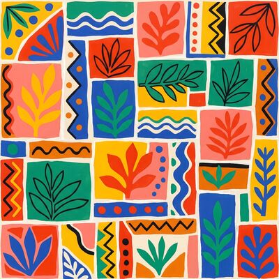 Abstract Colorful Ceramic Tiles Canvas Painting
