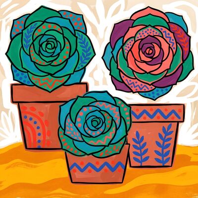 Matisse Inspired Succulent Garden Canvas Wall Art