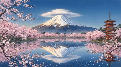 Perfect Peak Cherry Blossom View Canvas Painting