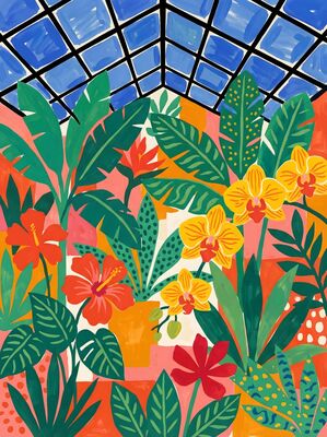 Matisse Style Tropical Greenhouse Canvas Wall Art