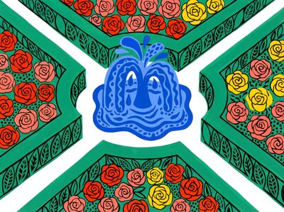 Abstract Colorful Rose Garden Canvas Wall Art