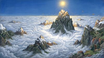 Mountain Peaks Above Cloud Sea Canvas Wall Art