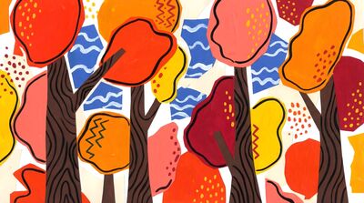 Matisse Inspired Autumn Forest Canvas Painting