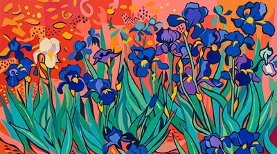 Matisse Style Iris Field Canvas Painting