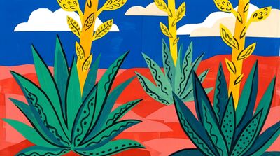 Matisse Style Agave Landscape Canvas Painting