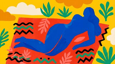 Matisse Inspired Blue Reclining Figure Canvas Wall Art