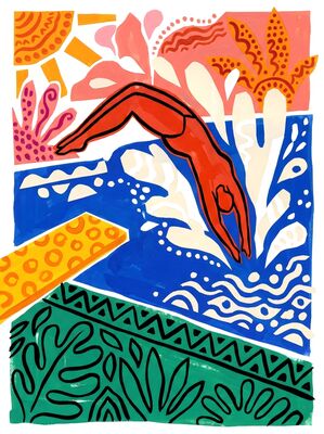 Henri Matisse Diver Splash Canvas Wall Art