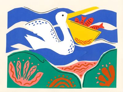 Abstract Colorful Pelican Fishing Canvas Wall Art