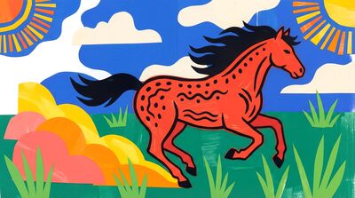 Matisse Inspired Horse Galloping Canvas Painting
